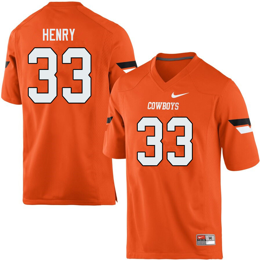 Men #33 Kevin Henry Oklahoma State Cowboys College Football Jerseys Sale-Orange - Click Image to Close
